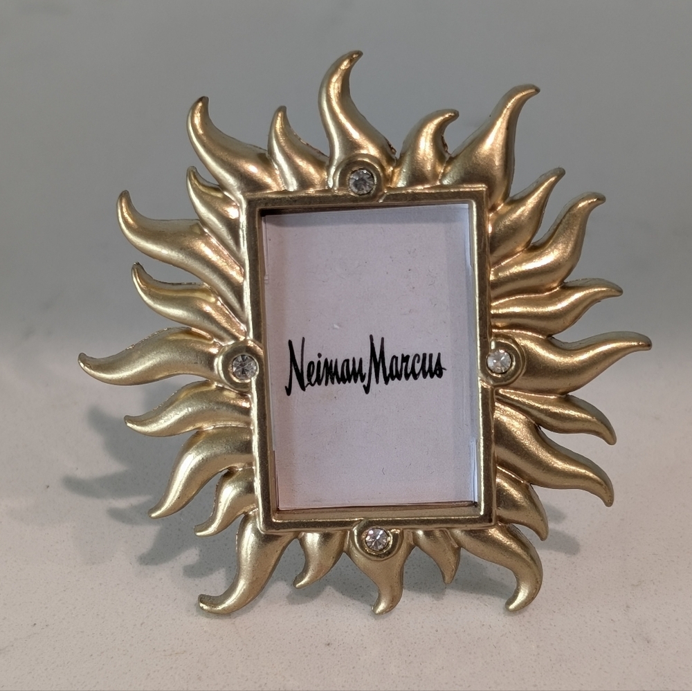 Neiman Marcus Miniature Gold Tone Name Tag Photo Frame Size 2"X2 1/4"